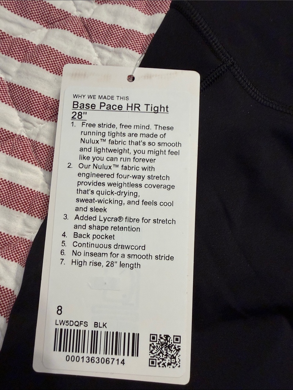 BNWT lululemon base pace HR tight- 28” - Picture 2 of 6